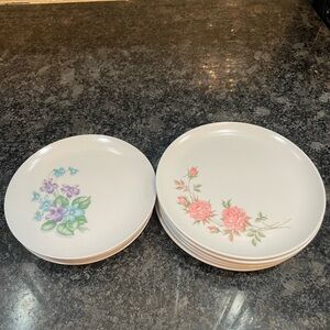 Vintage Miramar Melmac USA Plates #103 Roses 6 & Royalo Inc #306 Flowers 4 Lot